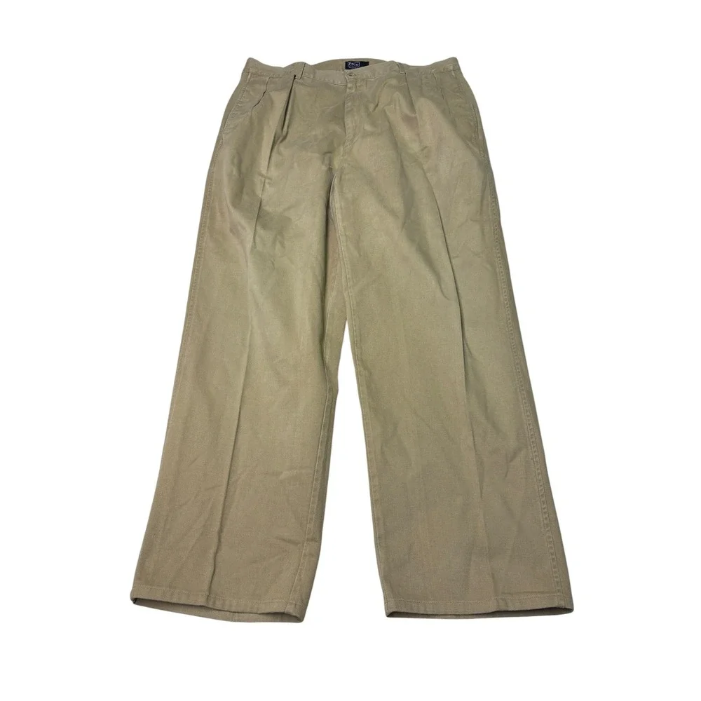 Vintage 90s  Polo Ralph Lauren Chino Pants 38x30 Khaki Pleated Made in USA
